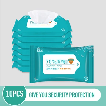 

10pcs Alcohol Wipes Disinfection Antiseptic Alcohol Pad Antibacterial Wet Wipes Portable Disinfectant Wipes Sterilization TSLM1