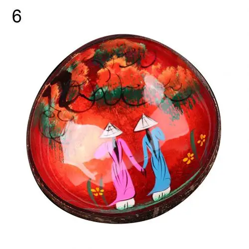 Экологичная цветная печатная креативная миска из скорлупы кокоса деревянная натуральная миска ручной работы Конфета рисовые миски соус миска украшение дома - Цвет: 6