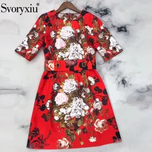 Svoryxiu, роскошное подиумное платье на заказ, Осень-зима, Платья для вечеринок, женская мода, бриллиантовый цветочный принт, винтажное короткое платье, Vestdios