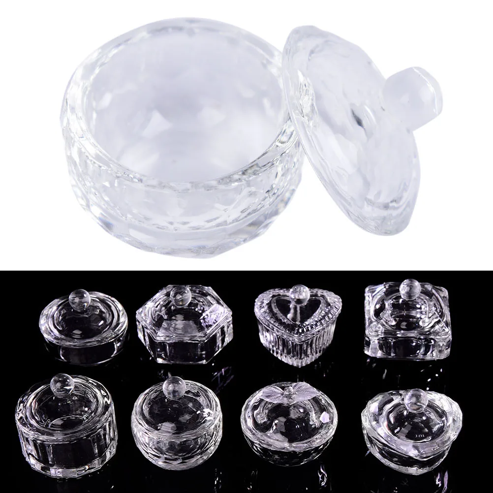 1PC Crystal Glass Dappen Dish Lid Bowl Cup Holder Manicure Equipment Nail Tool For Nail Art Acrylic Powder Liquid