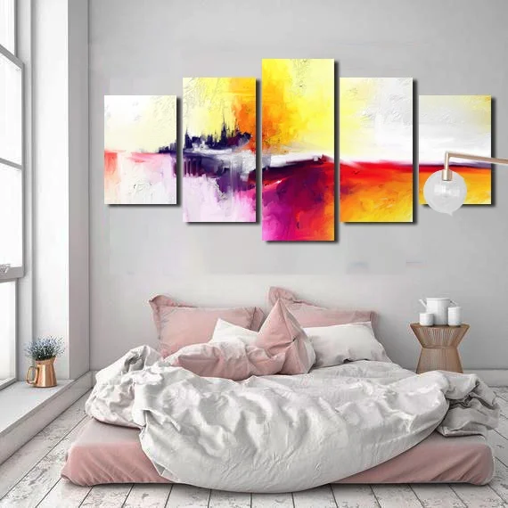 

Nordic Abstract Colorful Photos Wall Art Picture Canvas Painting Poster Modular HD Printed 5 Panel Living Room Home Decor