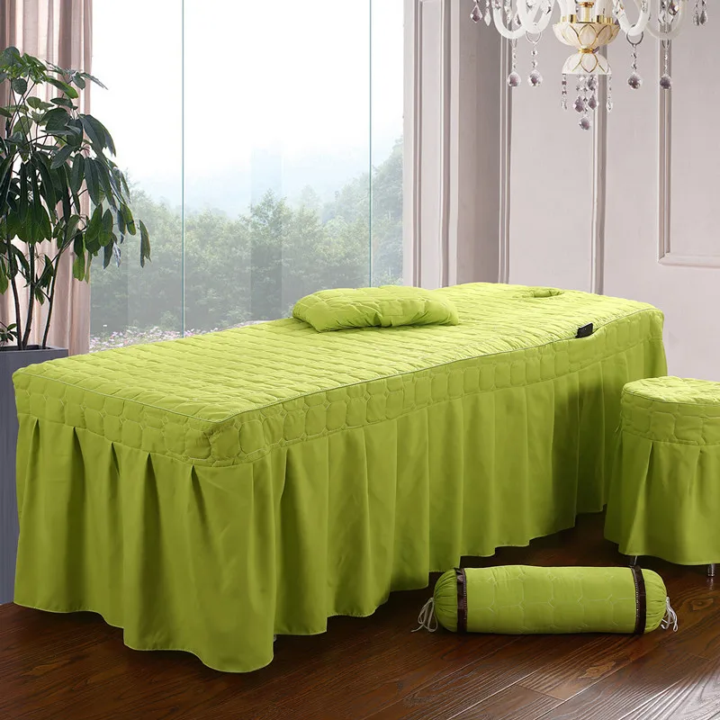 Drap de lit avec trou pour salon de beauté, couvre-lit de massage corporel, jupe de lit courte