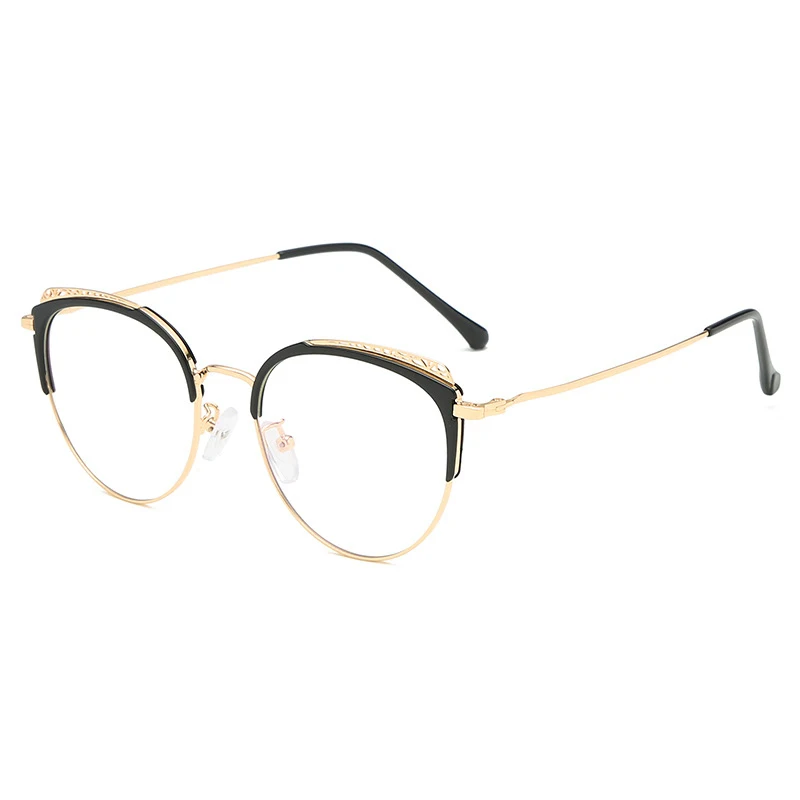 Seemfly, Ретро стиль, TR90, кошачьи ушки, для женщин, близорукость, оптическая оправа, простые металлические очки, модные женские очки Oculos De Grau - Цвет оправы: C1