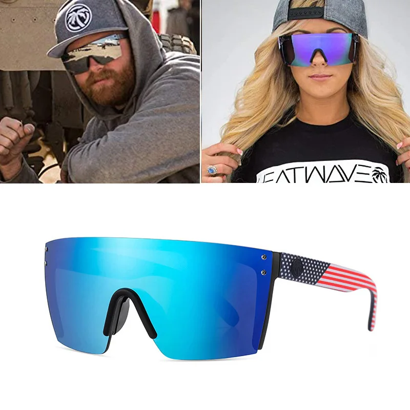 

HEAT WAVE Dropshipping Men Oversized Sunglasses Fishing Rectangle Sun Glasses UV400 Women Rimless Mirrored Gafas de sol Fashion