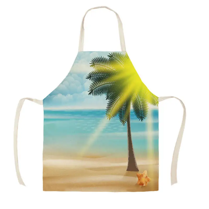 Women Kitchen Apron Cotton Linen Summer Cool Sleeveless Chef Cooking Aprons Kitchen accessories WQ1557