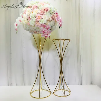 

4PCS/lot Gold Metal Flower Stand Artificial Flower Pillar Beautiful Shape Frame Wedding Decoration Table Centerpiece Party Event
