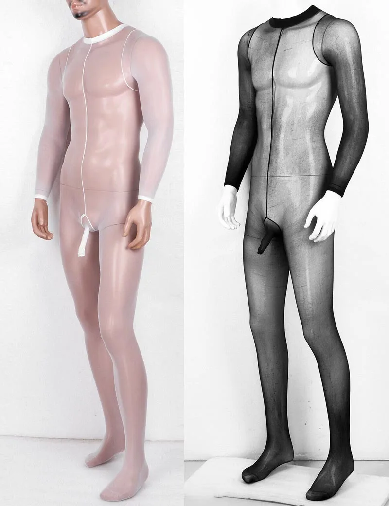 Sissy Men Penis Sheath See Through Body Stockings Full Body Ultra-Thin Transparent Bodystocking Gay Fetish Lingerie