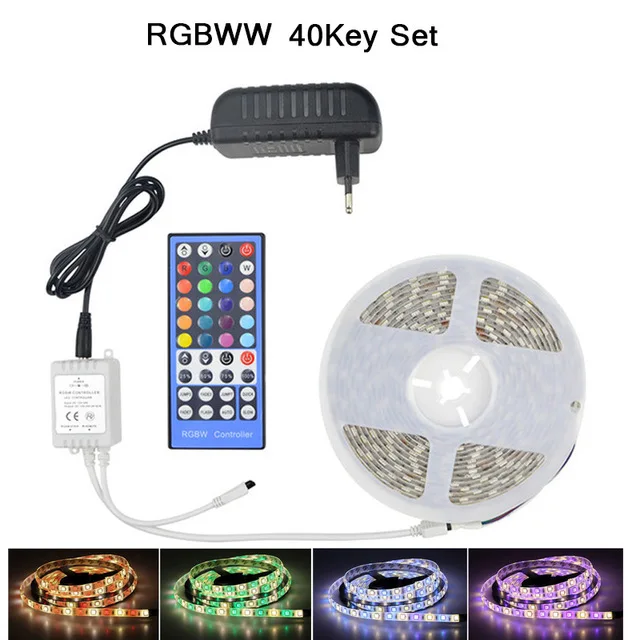 12 В RGBW RGBWW 5050 водонепроницаемый smd rgb Светодиодный светильник для автомобиля или рождества светодиодный светильник ing декоративная лента для помещений/улицы вечерние 5 м 10 м - Испускаемый цвет: RGBWW 40Key Set