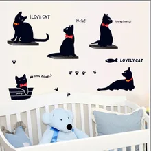 Импортные товары настенные наклейки EBay стены лестницы края декоративные наклейки двухсторонние, чтобы увидеть Черный кот AY7157