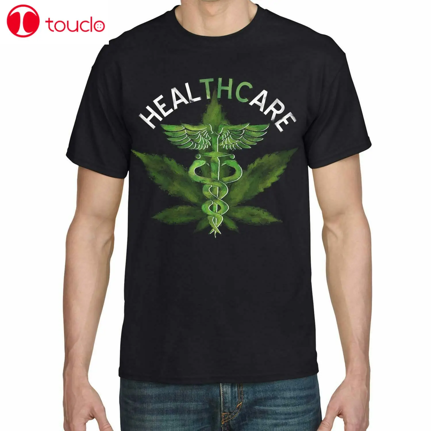 Maglietta Della Cannabis Healthcare Maglietta Della Marijuana Dell'Erbaccia Della Foglia Dell'Erbaccia Maglietta Nera Da Uomo