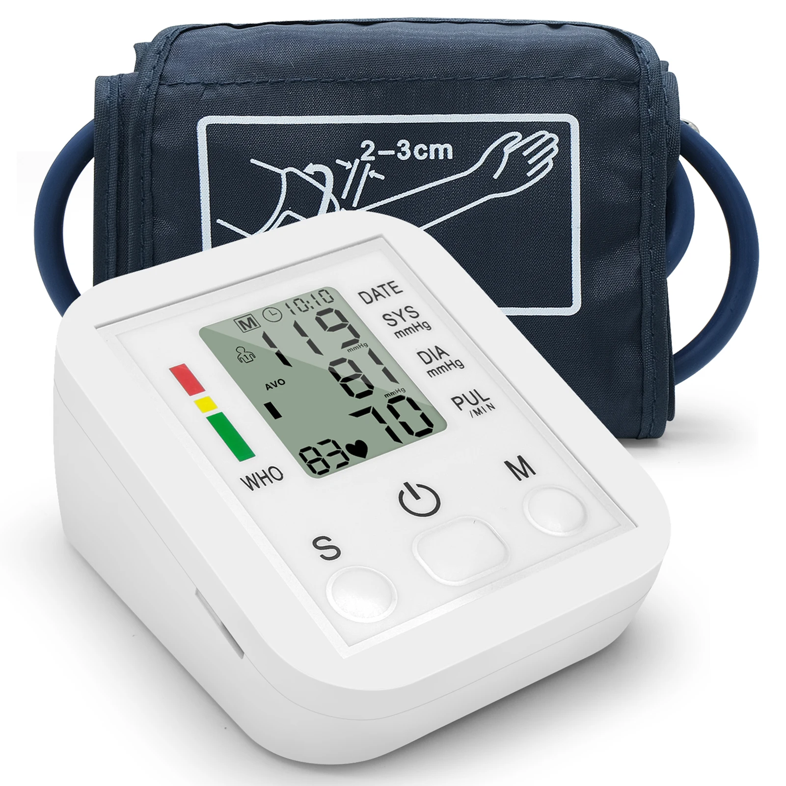 Easy@Home Digital Upper Arm Blood Pressure Monitor, 3-Color Alert, Pulse, 2  User, IHB, Large Size Cuff