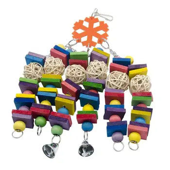 

Bird Swing Hanging Parrot Sepak Takraw Blocks Toys with Bells Chewing String H55A