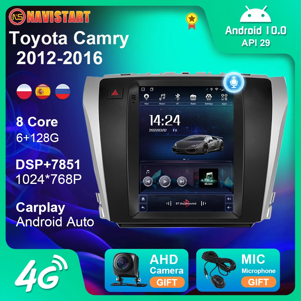 Автомагнитола 2 Din на Android 10 для Toyota Camry 2012-2016 стереопроигрыватель в стиле Тесла