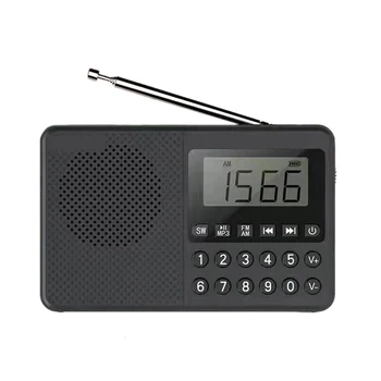 

Portable FM/AM/SW Radio Media Speaker MP3 Music Player Support TF Card with LED Sn Display and Large Ailicone Key(Black)