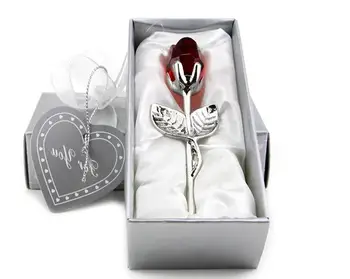 

100 Pcs Transparent Crystal Rose Artificial Flowers Baby Shower Souvenirs Wedding Favors and Gifts for Guest Home Decor