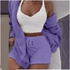 Three Piece Sexy Fluffy Sets Velvet Plush Hooded Cardigan Coat+Shorts+Crop Top Women Tracksuit Casual Sports Overalls Sweatshirt ► Photo 3/6