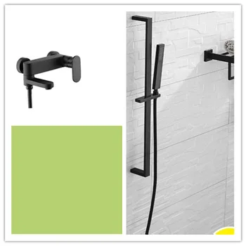 

Yulu Dumb Black Full Copper Cold Hot Water Small Shower Faucet Bathtub Faucet Suit