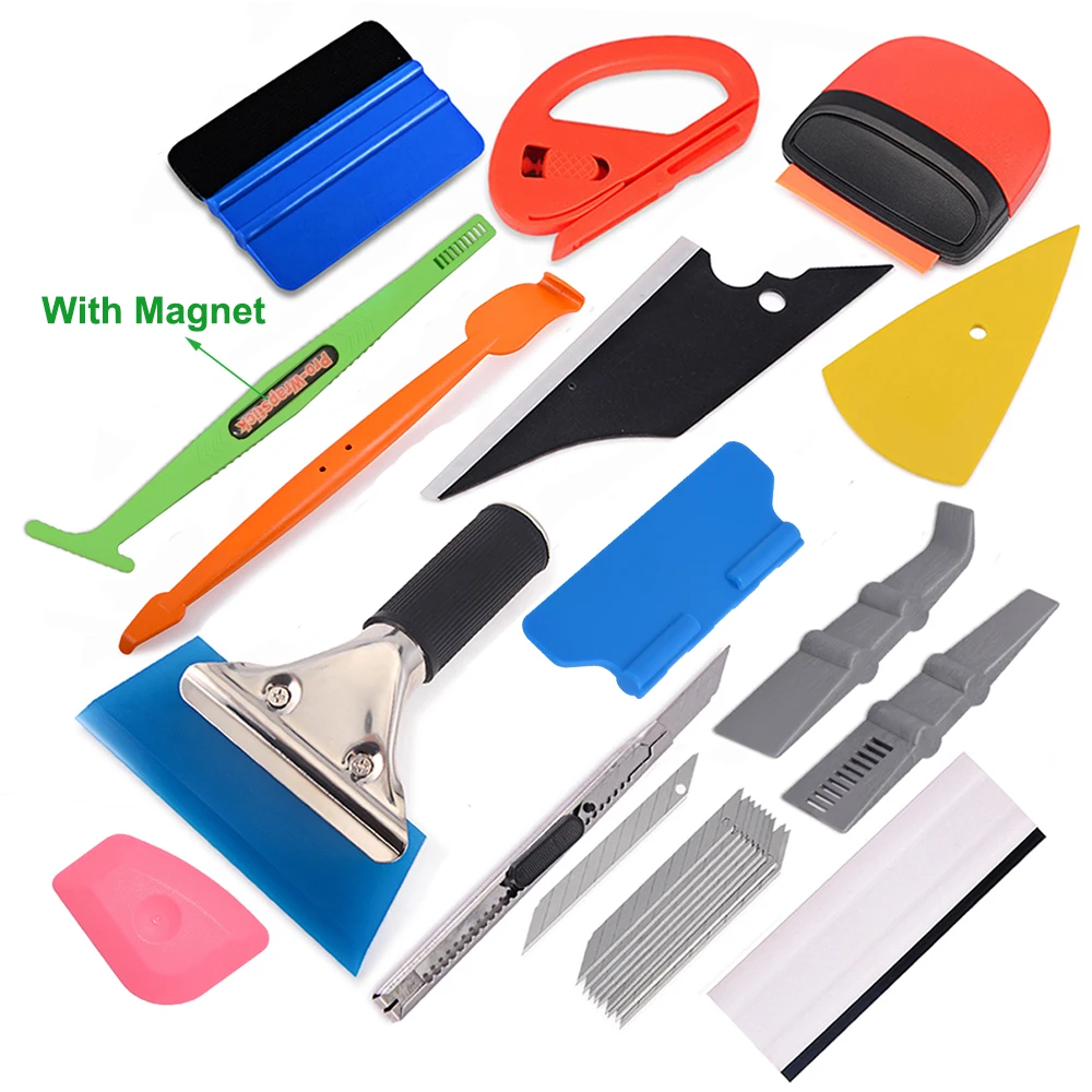 

EHDIS 15PCS Carbon Foil Film Magnet Squeegee Scraper Cutter Tool Kit Vinyl Wrap Sticker Water Remove Window Tint Car Accessories