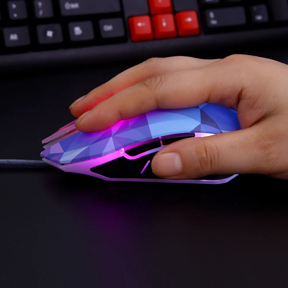 3500 dpi Проводная мышь компьютерная игровая мышь оптическая эргономичная мышь дышащая Алмазная мышь с подсветкой 4 регулируемых dpi для ноутбука