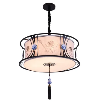 

HAIXIANG China Ceiling Lamp Lighting Chandelier Dining Room Chinoiserie Chic Light Fabric Fixtures Lighting