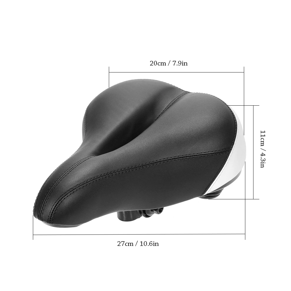

Bicycle Suspension Saddle Wide Shockproof MTB Padded Saddle Cushion Road Bike Seat with Safety Taillight PU leather