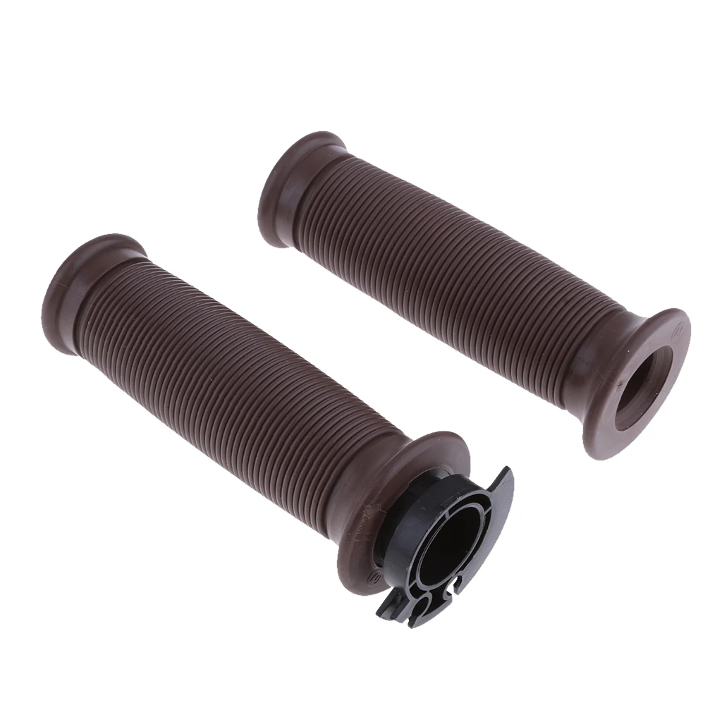 7/8'' 22mm Motorbike Handlebar Throttle Hand Grips Vintage Cafe Racer Brown for Yamaha Suzuki Kawasaki and BMW