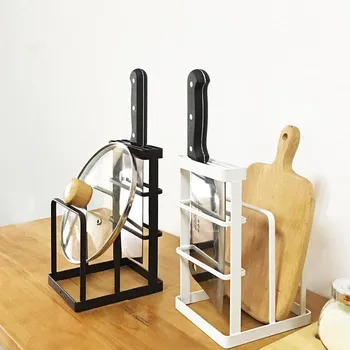 

Kitchen Wrought Iron Knife Holder Cutting Board Tool Finishing Rack Hollow Drain Multi-function Creative Kitchen Storage Rack