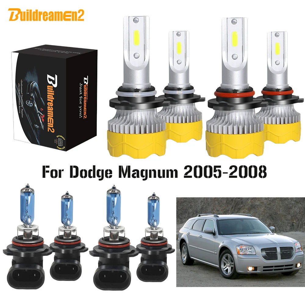 

Buildreamen2, 4 шт., автомобильные фары дальнего и ближнего света, светодиодные галогенные фары 12 В для Dodge Magnum 2005 2006 2007 2008