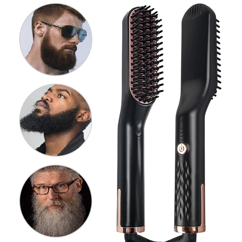 

3 in 1 Multifunctional Hair Straightener Hair Comb Brush Beard Straightener Straightening Comb Hair Curler Quick Hair Styler