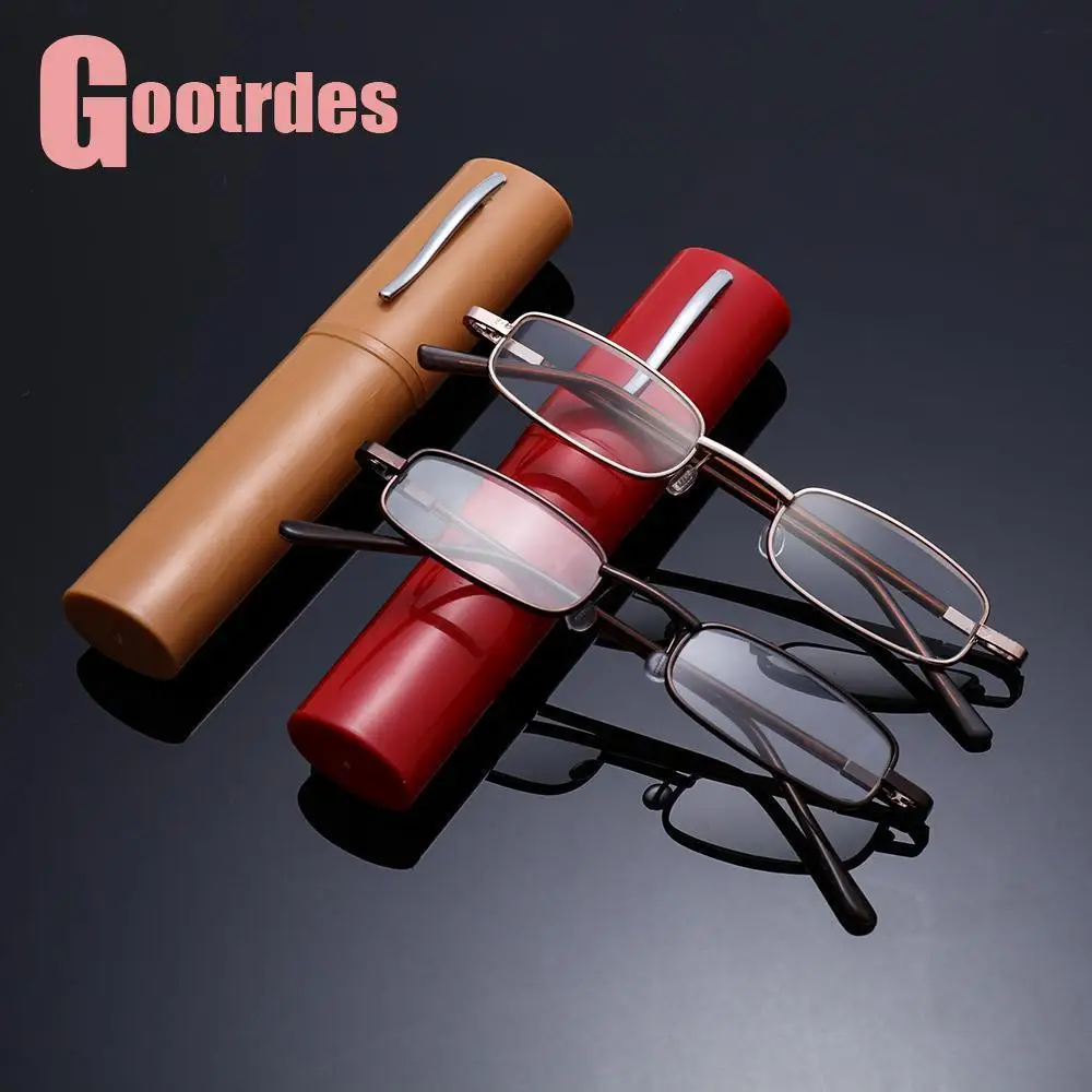 Slim Reading Glasses with Tube Case Portable Lightweight Readers Glasses for Men Women Mini Compact Anti-blue Light Eyewear reading glasses,anti blue light glasses