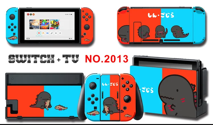 1set New Cute Anime Full Body Sticker for NS Switch Protective Cover Skin Colorful Art for Game Console Joy-Con Controller Decor