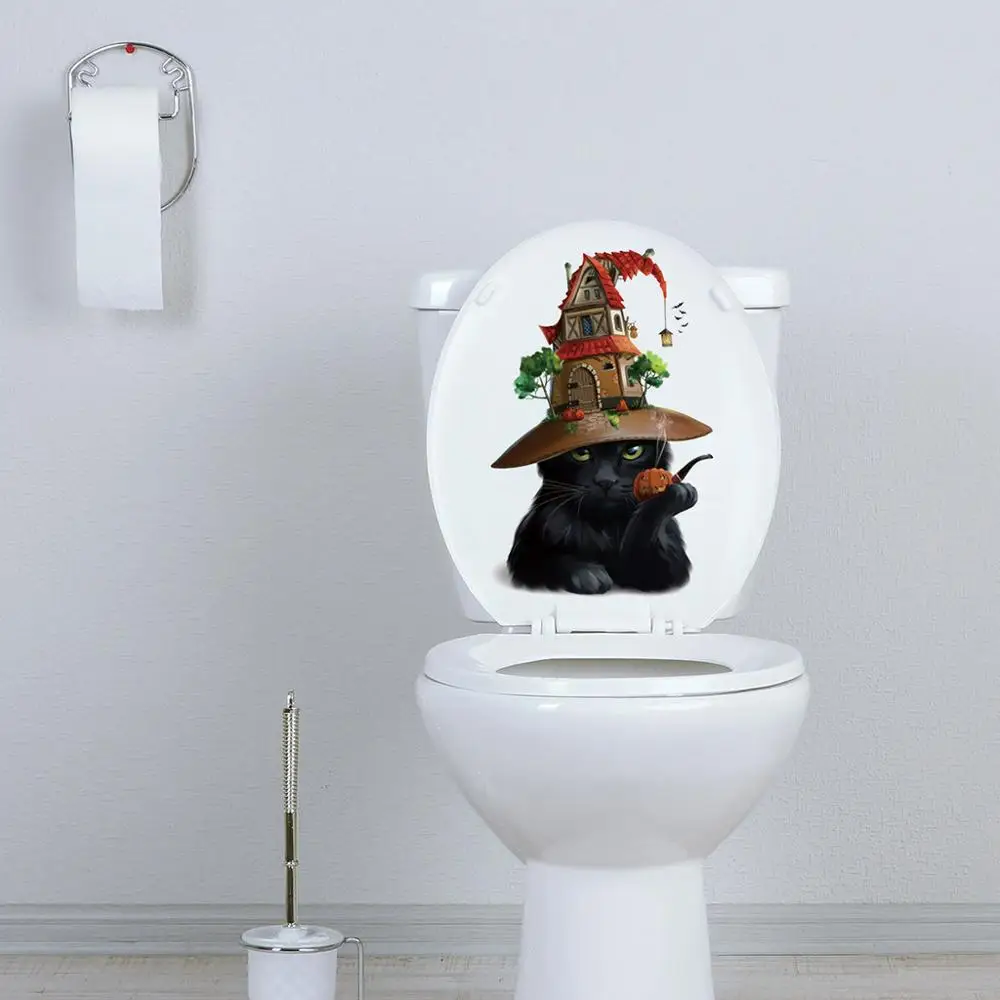 

Halloween Wall Stickers Black Cat Scary Removable Bedroom Toilet Sticker Home Room Decor Decora o Para Casa 2019 Dropshipping c