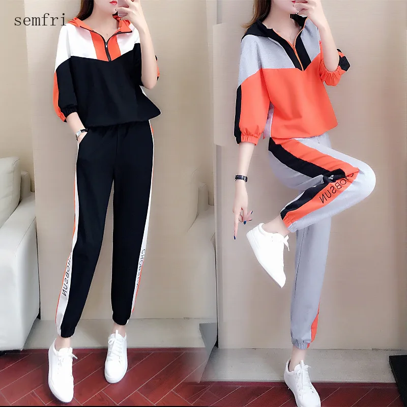 

Semfri Cotton Womens Tracksuit 2020 Spring Autumn Casual Sports Two Piece Set Fashionable Korean Version Loose Style Track Suit