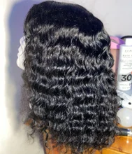 Pelucas de cabello humano peruano para mujeres negras, postizo de ondas profundas con cierre de encaje, 4x4