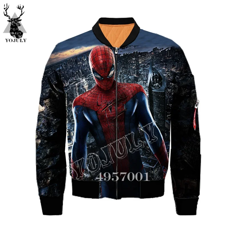 Супергерой Marvel, Человек-паук, 3D принт, Harajuku, унисекс, летающая куртка, модная уличная одежда, хип-хоп, мужская куртка-бомбер, куртки, одежда Y639