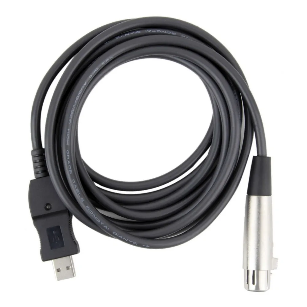 2Pcs XLR Cable 3m 9FT Black xlr Female to USB Male Cord Adapter Microphone Link USB line Plug DIY Electronic