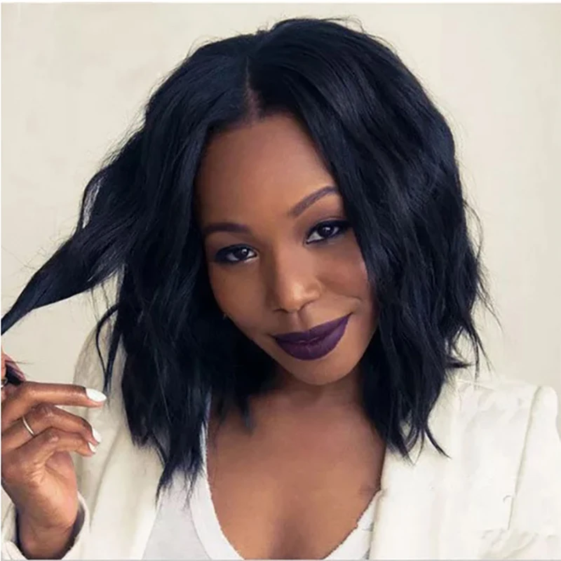 

Matte High Temperature Wire Big Wave Roll Synthetic Short Wigs For Women Hair Extensions Short Hair Wigs Natural Midline