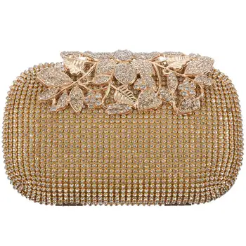 

NEW-Unique Gold Rhinestone Evening bag Clutch Purse Party Bridal Prom