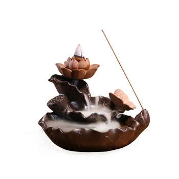 

Creative Incense Burner Ceramic Lotus Backflow Meditation sleep Display