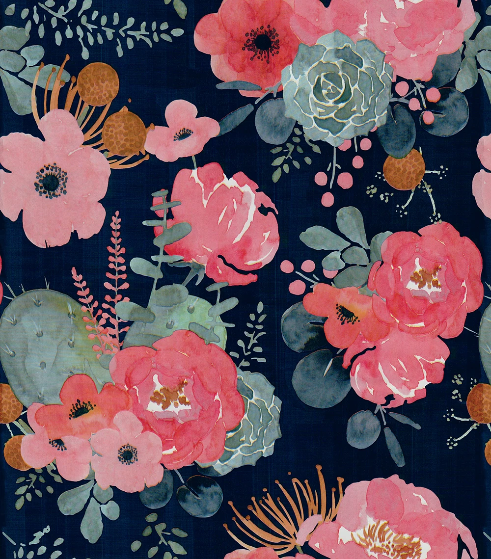 Josephine Chintz Flower Floral Wallpaper Pink Blue Kidston Print Love