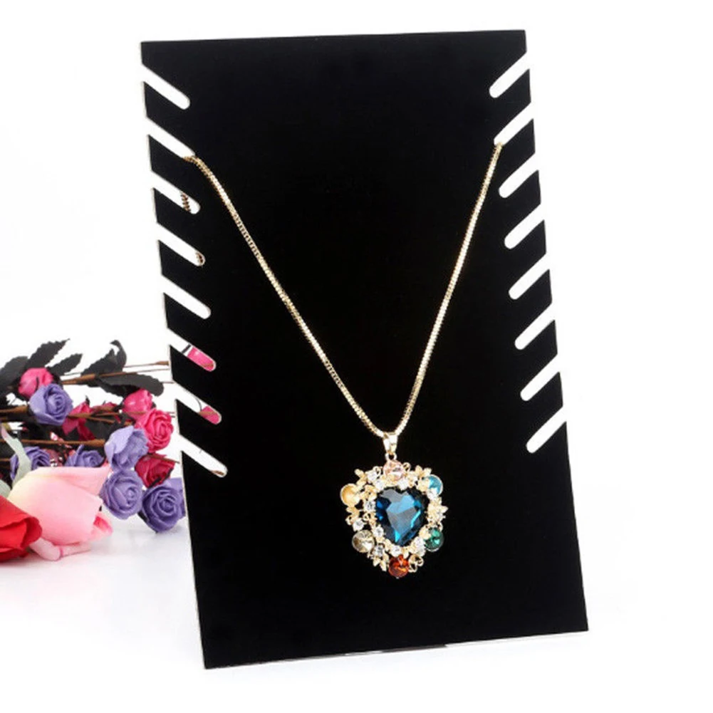 8 Hooks Jewelry Organizer Pendant Necklace/Chain Bracelet Display Holder Black Velvet Board Jewelry Stand Necklace Display Shelf