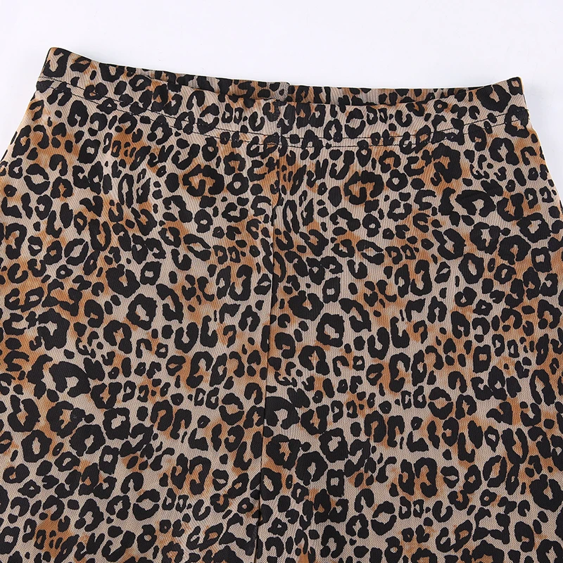 Animal de Cintura Allneon Moda Leopardo Padrão Flare Calças E-girl Vintage Magro Estampa Alta Compridas Selvagem Outono 90s Outfits Y2k 7 P8774W0J??? (5)