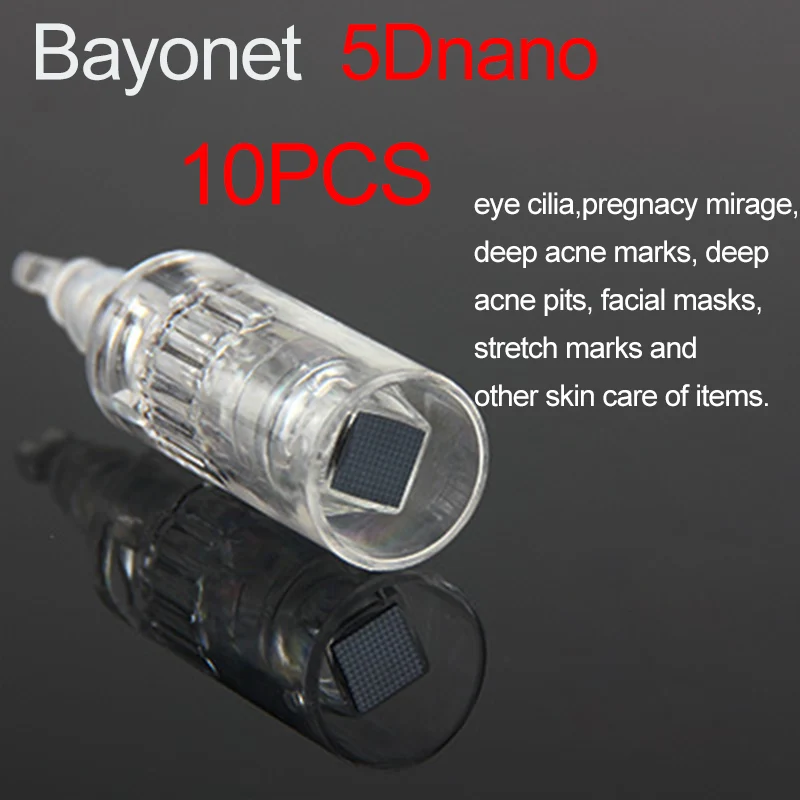10pcs 5D nano Байонетная ручка D r игольчатый картридж наконечники для рукоделия отшелушивающее устройство для сужения пор Электрическая Микро-роликовая ручка терапия инструменты для красоты - Цвет: 10pcs 5D nano