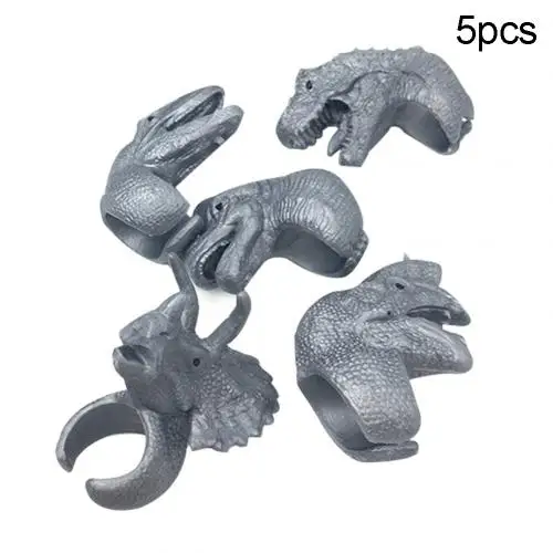 Silver 5pcs 5 шт. Детские симуляторы динозавр палец кольцо трюк вечерние реквизит интерактивные игрушки детские развивающие игрушки для детей подарок - Color: Silver 5pcs