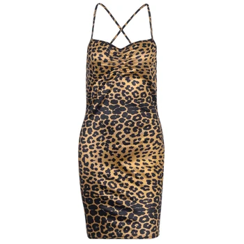 

Summer Women Backless One-piece Dress Leopard Slip Dress Fashion Sleeveless Clothes