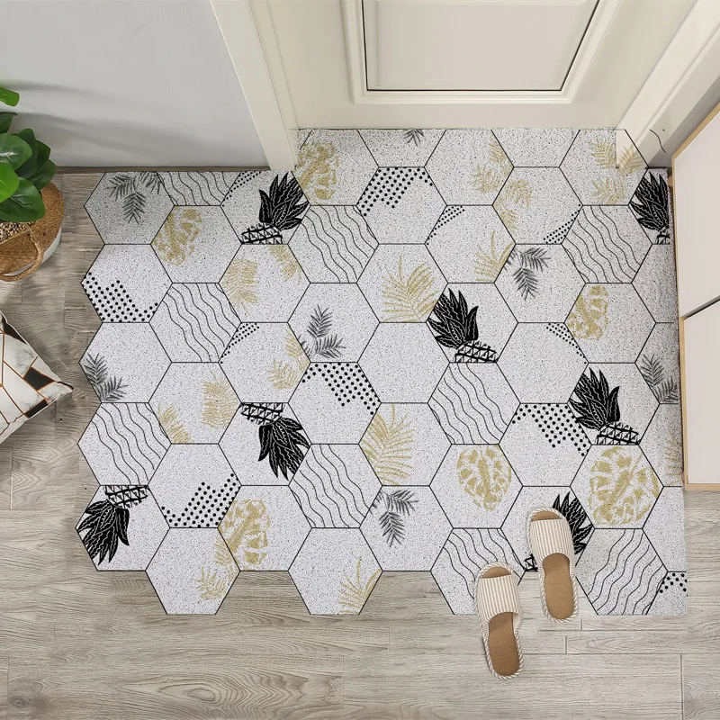 

Mat Carpet Custom Anti-Slip Door Mat PVC Silk Loop Entrance Rubbing Carpet Nordic Minimalist Style Dust Rug Mat