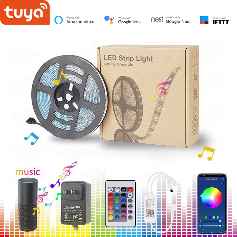 

Smart Life APP Control WiFi LED Strip 5M WiFi RGB LED Strip Light Waterproof Flexible DC12V Alexa Google Home Voice Control