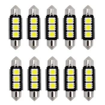 

10X 36mm 39mm 41mm SMD 5050 LED White Blue Dome Festoon Car Light CANBUS Error Free C5W LED Lamp auto Bulb interior light 12V