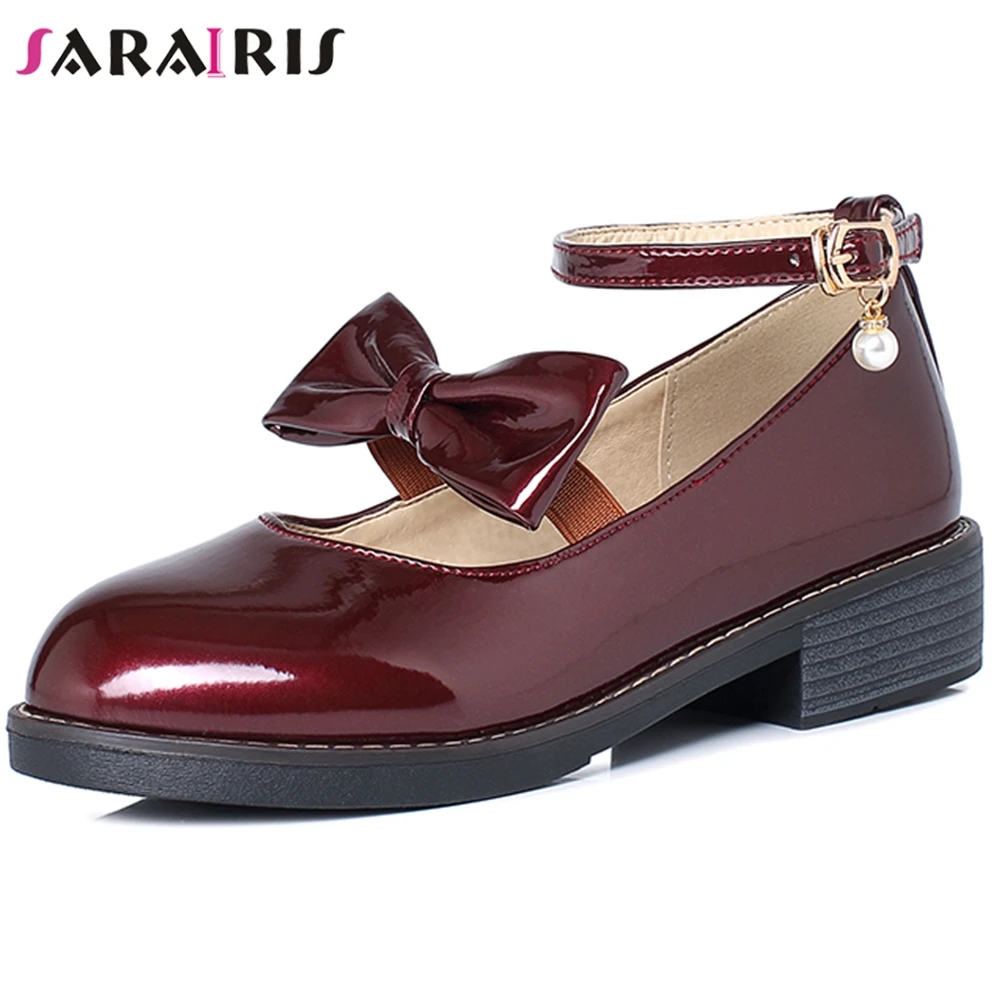 

SARAIRIS Low Chunky Heels Mary Janes Pumps Women Elegant Platform Pumps Ladies Spring Sweet butterfly-knot Shoes