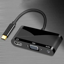 4 в 1 USB 3,1 USB C type C до 3,5 мм аудио адаптер 4K 30 Гц адаптер HDMI VGA концентратор для Macbook Tablet PC Мобильный телефон